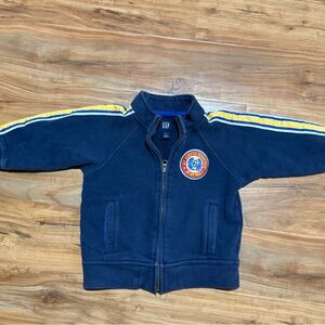 GAP Kids Athletic Navy Blue Jacket with Yellow and White Stripes